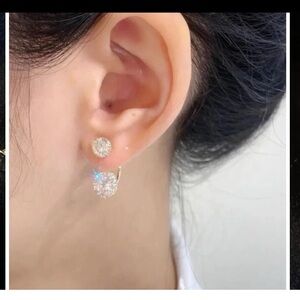 Double ended Cubic Zirconia Stud Earrings